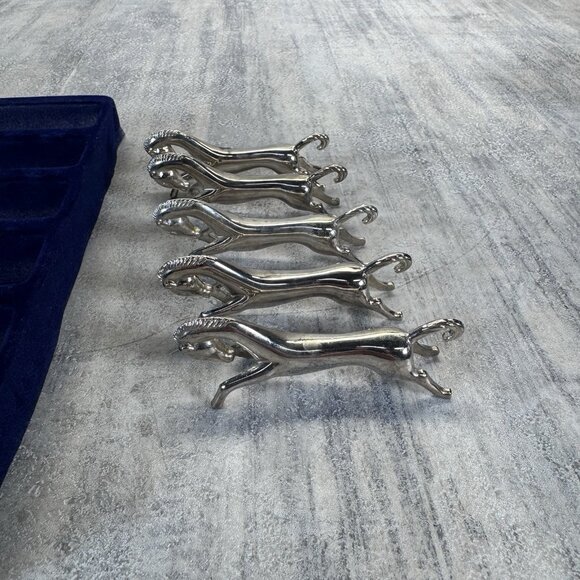 Set of 5 MCM Vintage Elegance Silver Plate Figural Horse Knife Rests in Box EUC - Picture 3 of 9